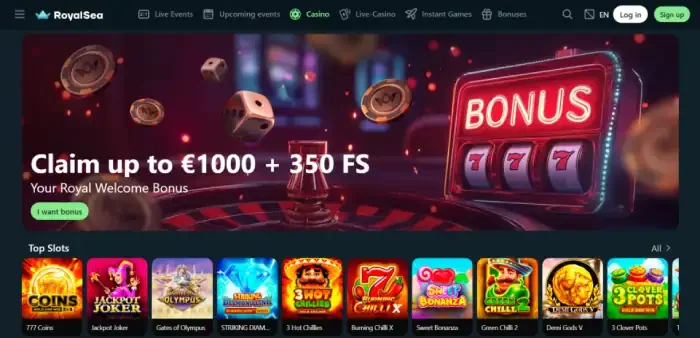 Royalsea Casino kaszinó főoldal magyar nyelvű felülettel